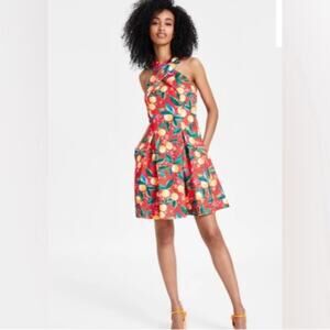 NWT Vince Camuto Red Floral A-line Dress- PLUS 16W